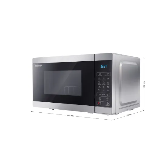 Sharp YC-MG02ES mikrohullámú sütő, 20L, 800W, ezüst szín 