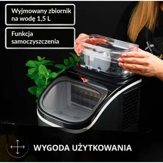 SamCook PSC-160/B Professzionális Jégkocka készítő 130W, 15kg/24 h, 16 jégkocka 4–16 perc alatt, a beállításoktól függően