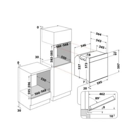 Whirlpool WOI68PT1SBA beépíthető sütő, 73L, pirolitikus és hidrolitikus tisztítás, 6. Érzék technológia előre beállított receptek, 59.5x56.4x5.7 cm, fekete szín 