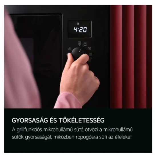 AEG OS5GM251EB beépíthető fekete 23 literes mikrohullámú sütő grilles, érintővezérléssel 