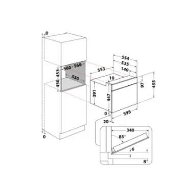 Whirlpool WMW44HMX beépíthető mikrohullámú sütő, 900W, 40L, 59.5x56x45.5 cm, inox 