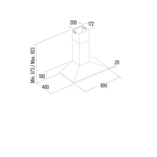 Cata V3-T900 X beépíthető kürtös elszívó, 90 cm széles, inox 