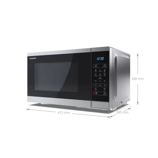 Sharp YC-MS252AE-S  mikrohullámú sütő, 25L, 900W, ezüst szín 