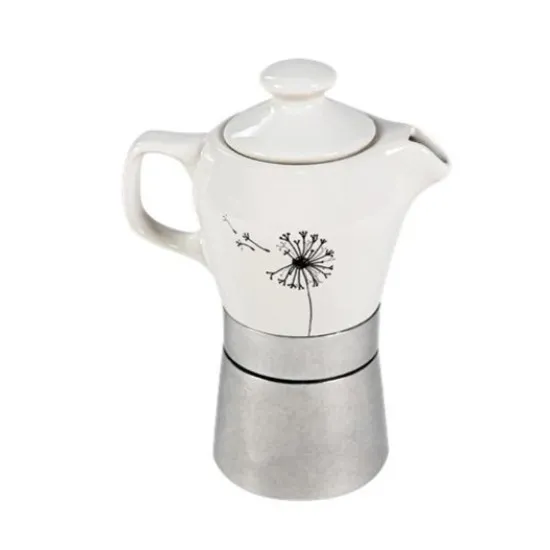 Fatima Édeskettes kotyogós 2 személyes kávéfőző  virág mintás porcelán felsőrésszel