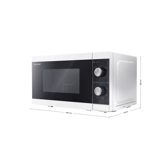 Sharp YC-MG01EW mikrohullámú sütő, 800W, 20L, fehér szín 