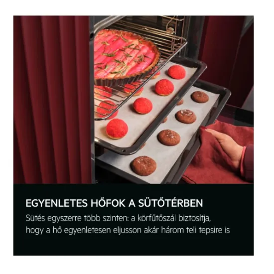 AEG OA5CB31SM beépíthető  SteamBake gőz sütő, AquaClean, katalitikus, 72l, maghőmérő, teleszkópos sütősínnel, 59.4x56.9x59.4 cm, inox 