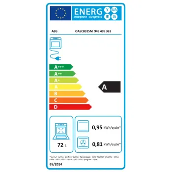 AEG OA5CB31SM beépíthető  SteamBake gőz sütő, AquaClean, katalitikus, 72l, maghőmérő, teleszkópos sütősínnel, 59.4x56.9x59.4 cm, inox 