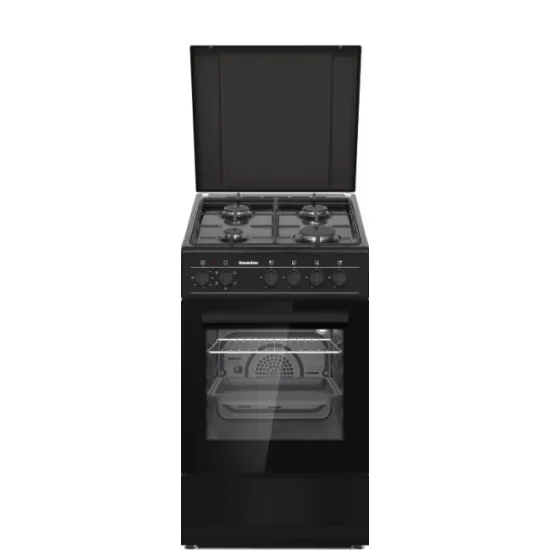 Hausmeister HM 5015 hőlégkeveréses kombinált tűzhely, fém dísztető, 49.8x61x86 cm, fekete szín 