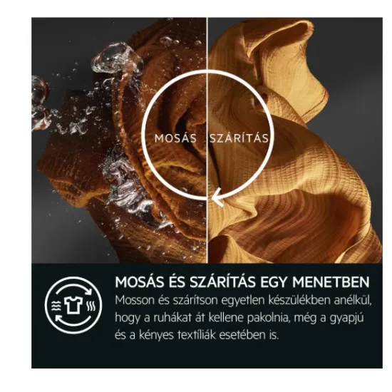 AEG LWR73166OE mosó-szárító gép sötétszürke 10/6kg WIFI, Universaldose, Prosteam®, 1600 f/p. nagy LED kijelző, Ökoinverter, gőzprogramok, 59.7x63.1x84.7 cm