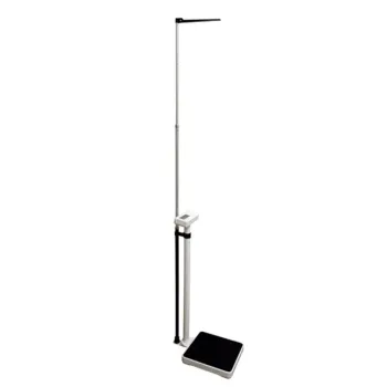 Momert 5968 oszlopos mérleg magasságmérővel 81cm-210 cm 200kg LCD kijelző az oszlop tetején, vízálló mérőfelület csúszásmentes taposóval