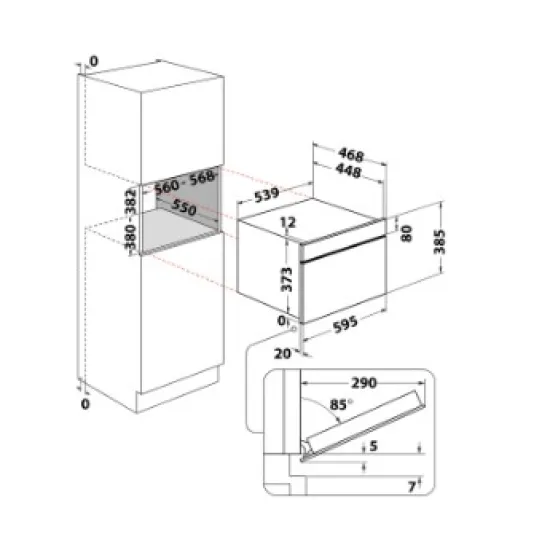 Whirlpool WMD44MW beépíthető mikrohullámú sütő, 1000W, 31L, 59.5x46.8x38.5 cm, fehér szín 