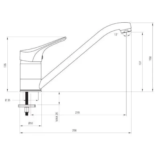 Deante BOJ060M egykaros mosogató csaptelep, 5908212008447, króm szín 