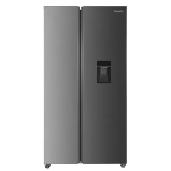 Haumeister HM 3514E No Frost side by side hűtőszekrény, 344/185L, 90x66.6x177cm, inox 