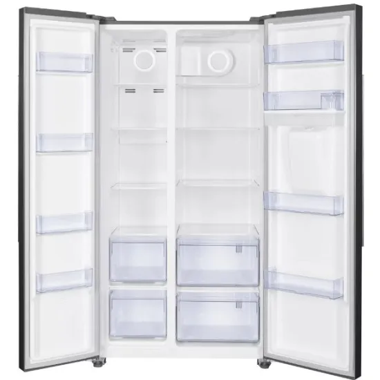 Haumeister HM 3514E No Frost side by side hűtőszekrény, 344/185L, 90x66.6x177cm, inox 