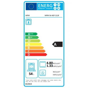 MPM MPM-56-KGF-21B gáztűzhely, 54L, 50x60x85 cm, fekete szín 