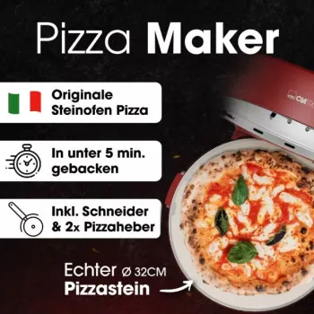 Clatronic PM 3787 pizzasütő, 1200W, piros szín 