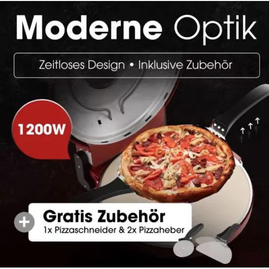 Clatronic PM 3787 pizzasütő, 1200W, piros szín 