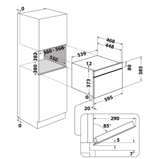 Whirlpool WMD54MW beépíthető mikrohullámú sütő, 31L, Crisp funkció, 64.5x63x48 cm, fehér szín 