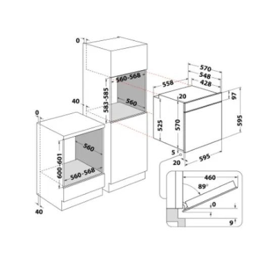 Whirlpool OMSR58CU1SX beépíthető sütő, 71L, Cook 3 funkció, 59.5x55.1x59.5 cm, inox szín 