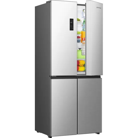 Gorenje NRM819E61X No Frost Plus side by side hűtőszekrény francia ajtós kialakítással, 311/149L, inverter kompresszor, 79.4x65x190 cm, szürke szín  