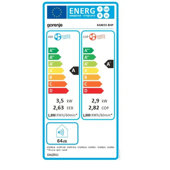 Gorenje KAM35 BHP mobil klíma, 2,9/3,5kW, hűtés, fűtés, párátlanítás, Wifi