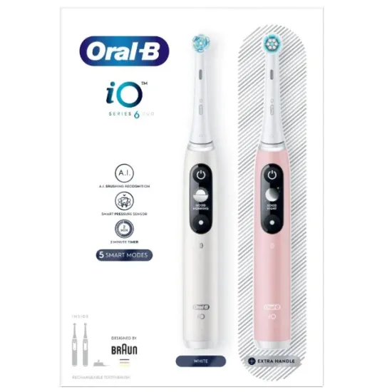 Oral-B iO6 DuoPack White + Pink elektromos fogkefe 