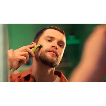 Philips QP2734/23 OneBlade 360 rezgőkéses borotva, száraz és nedves használat, limezöld/grafitszürke szín 