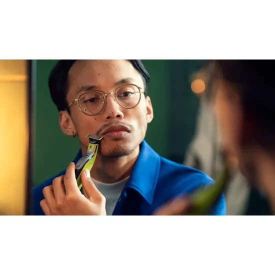 Philips QP2734/23 OneBlade 360 rezgőkéses borotva, száraz és nedves használat, limezöld/grafitszürke szín 