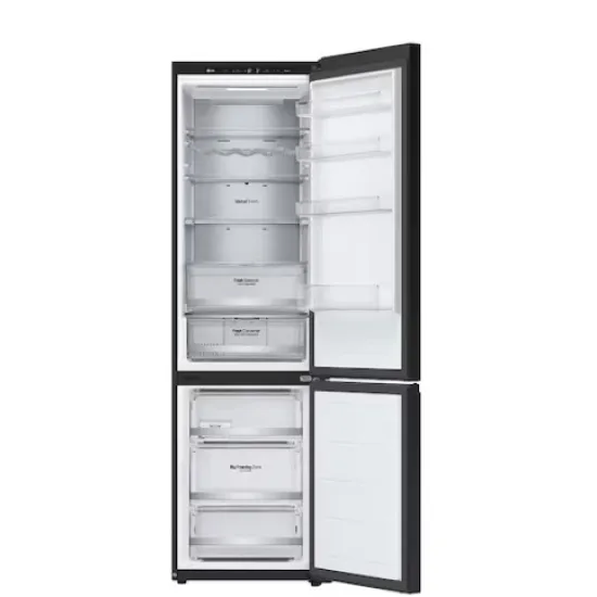 LG GBB72BM9DQ Total No Frost alulfagyasztós kombinált hűtőszekrény, 277/110L, Smart Inverter Kompresszor, 59.5x67.5x203 cm, fekete üveg szín 