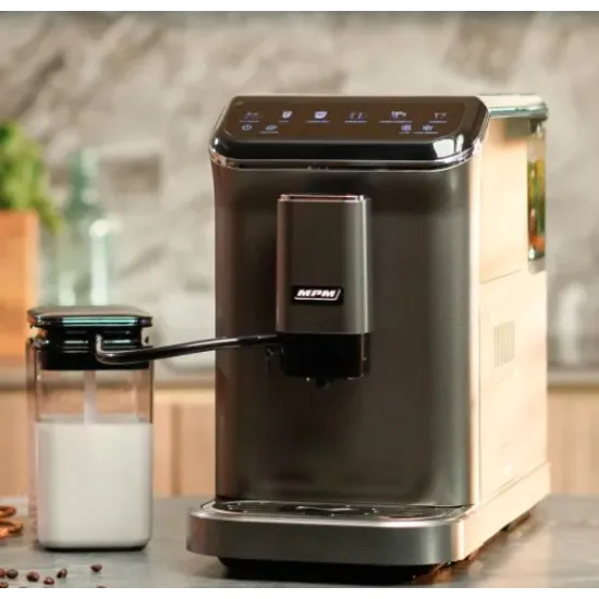 MPM MPM-MKW-11M automata kávéfőző, 1.5L,automatikus habosított tejadagoló a választott kávé típusától függően, 5 féle programozott kávé 