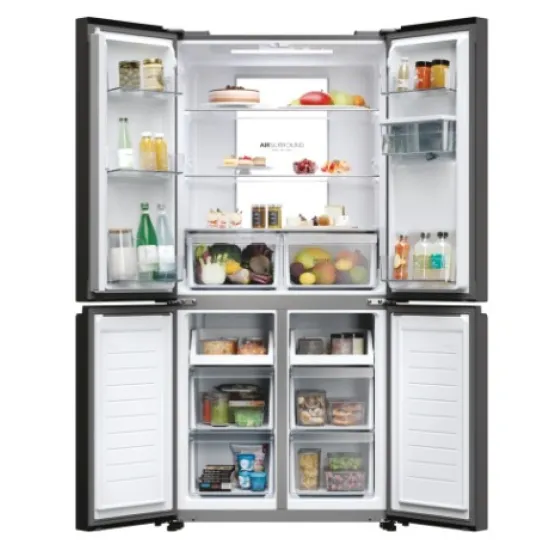 Haier HCR7818DWPT No Frost side by side hűtőszekrény francia ajtós kialakítással, 307/156L, 83.3x65x181.5 cm, fekete szín 