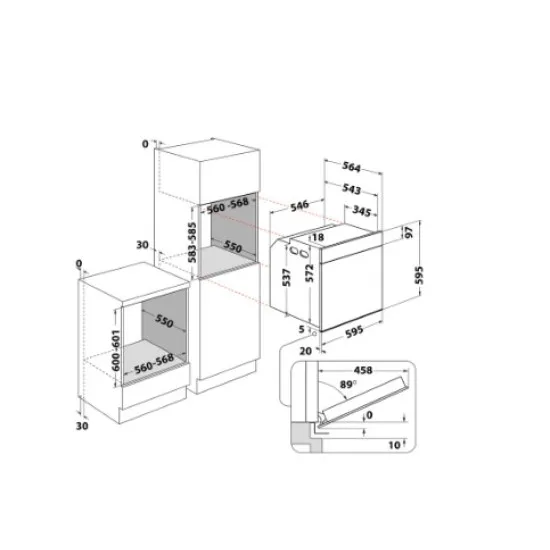Whirlpool AKZ9S 8260 FB beépíthető sütő, 73L, 59.5x56.4x59.5 cm, fekete szín 