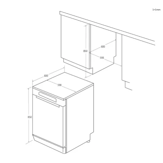 Candy CF 6B4S1PX mosogatógép, 16 teríték, inverter motor, 3 kosár, Wifi, automatikus ajtónyitás, 59.7x59.8x85 cm, inox szín 