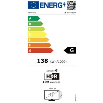 Samsung UE75U7022FKXXH 4K Crystal UHD Smart LED TV, 75", 190.5 cm 