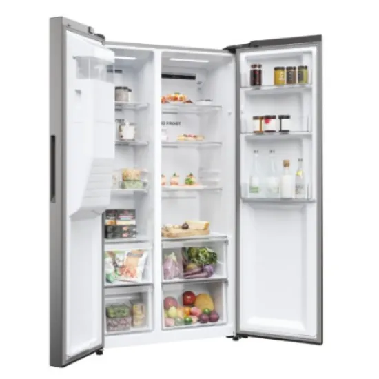 Haier HSR3918EIMP No Frost side by side hűtőszekrény, 337/178L, Dual Inverter Kompresszor, 90.8x65.9x177.5 cm, platina inox szín 