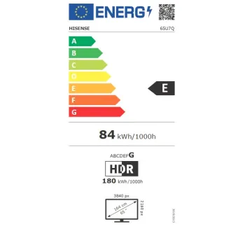Hisense 65U7Q 4K UHD ULED MiniLED Smart AI TV, 65", 165.1 cm
