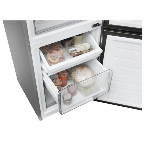 Candy CNCQ2T518EX No Frost alulfagyasztós kombinált hűtőszekrény, 197/82L, Wifi, 54.5x60.2x182.5 cm, inox szín 