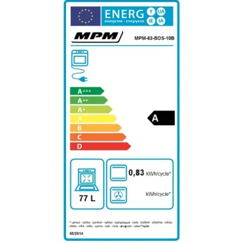 MPM MPM-63-BOS-10B beépíthető sütő, 77L, 59.5x54.7x59.5 cm, fekete szín 