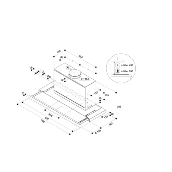 Whirlpool AKR 634 GY/3 beépíthető kihúzható konyhai elszívó, 59.8x30.2x39.6 cm, szürke szín 