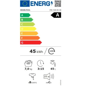 Whirlpool FFB 7269 BV EE elöltöltős mosógép, 7 kg, inverter motor, gőz, 59.5x57.5x84.5 cm 