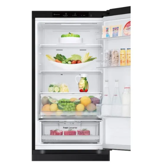 LG GBV3100AEP alulfagyasztós kombinált hűtőszekrény, 234/110L, Smart Inverter Kompresszor, 59.5x67.5x186 cm, matt éjfekete szín 