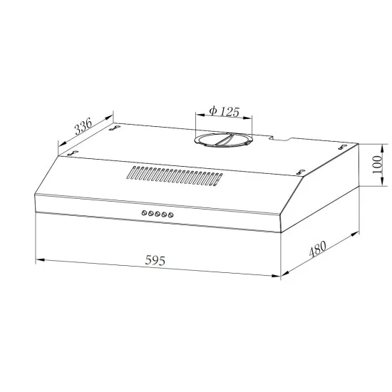 Beko HNS61222NAX hagyományos konyhai elszívó, felső kivezetés, mosható fém zsírszűrővel, 59.5x48x10 cm, inox szín 