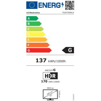 LG 75" UHD 75UA75006LA 4K AI Smart TV 2025, 189 cm, Ultra HD uhd TV HDR, webOS, okos tv