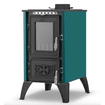 Hunor 806 Iglo kályha, türkiz, 10.6kW, Öntöttvas tűztér