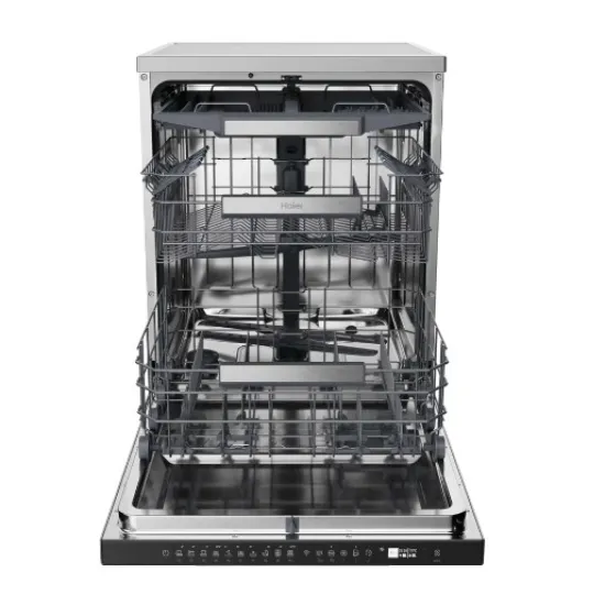 Haier XF 5C4M1X mosogatógép, 15 teríték, inverter motor, 3 kosár, automatikus ajtónyitás, Wifi, 59.7x59.8x85 cm, inox szín