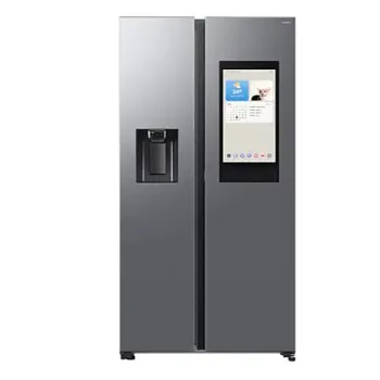 Samsung RS90F66BETEO side by side hűtőszekrény, AI Inverteres kompresszor, Wifi, 389/225L, 91.2x72.6x178.4 cm, Family Hub™, matt metál DOI szín 