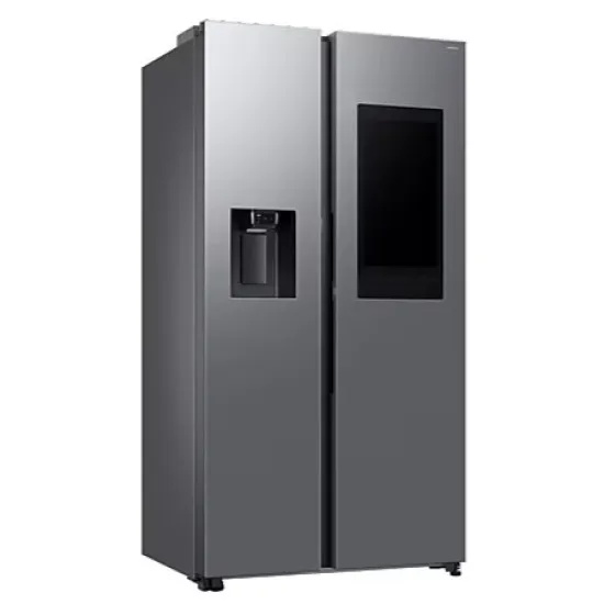 Samsung RS90F66BETEO side by side hűtőszekrény, AI Inverteres kompresszor, Wifi, 389/225L, 91.2x72.6x178.4 cm, Family Hub™, matt metál DOI szín 