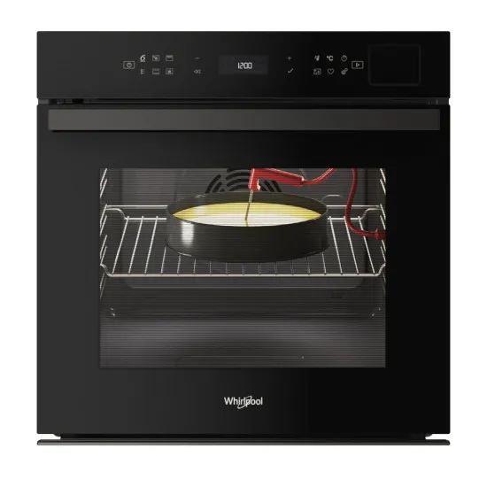 Whirlpool WOI6A8FPT1SBA beépíthető sütő, 73L, 6. Érzék technológia előre beállított receptek, pirolitikus és hidrolitikus tisztítás, 59.5x56.4x59.7 cm, fekete szín 