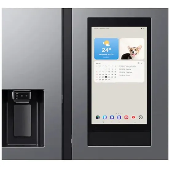 Samsung RS90F66BETEO side by side hűtőszekrény, AI Inverteres kompresszor, Wifi, 389/225L, 91.2x72.6x178.4 cm, Family Hub™, matt metál DOI szín 