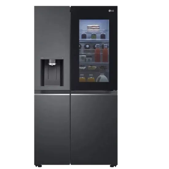 LG GSXV91MCAE Total No Frost side by side hűtőszekrény, 416/219L, Wifi, inverter kompresszor, 91.3x73.5x179 cm, matt fekete szín 